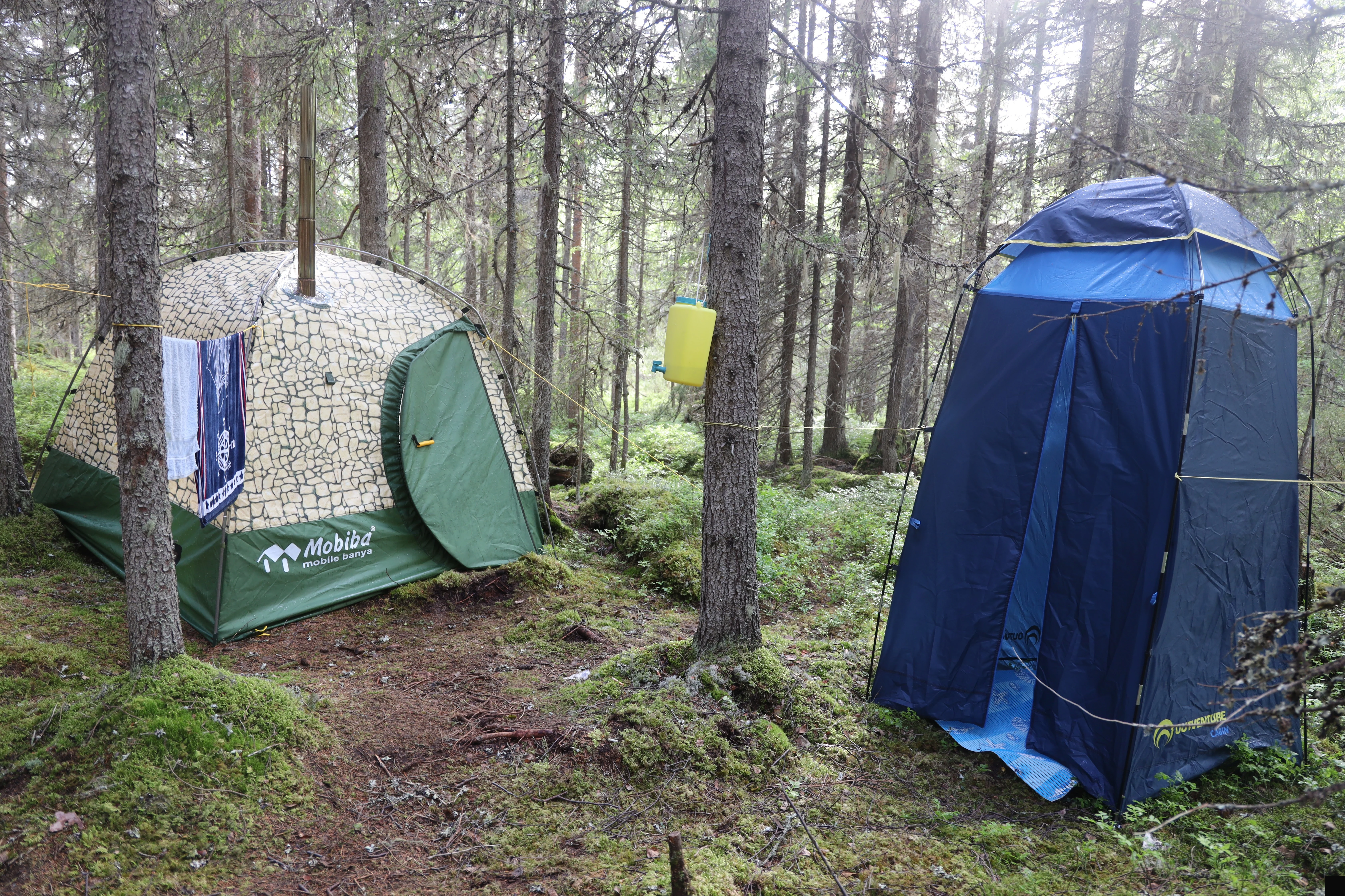 Баня Mobiba и душевая кабинка в лагере Воттоваара