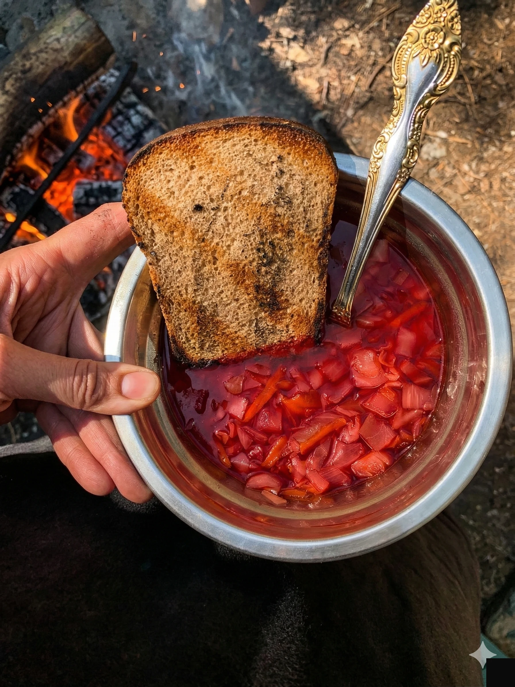 Борщ с хлебом — обед в лагере