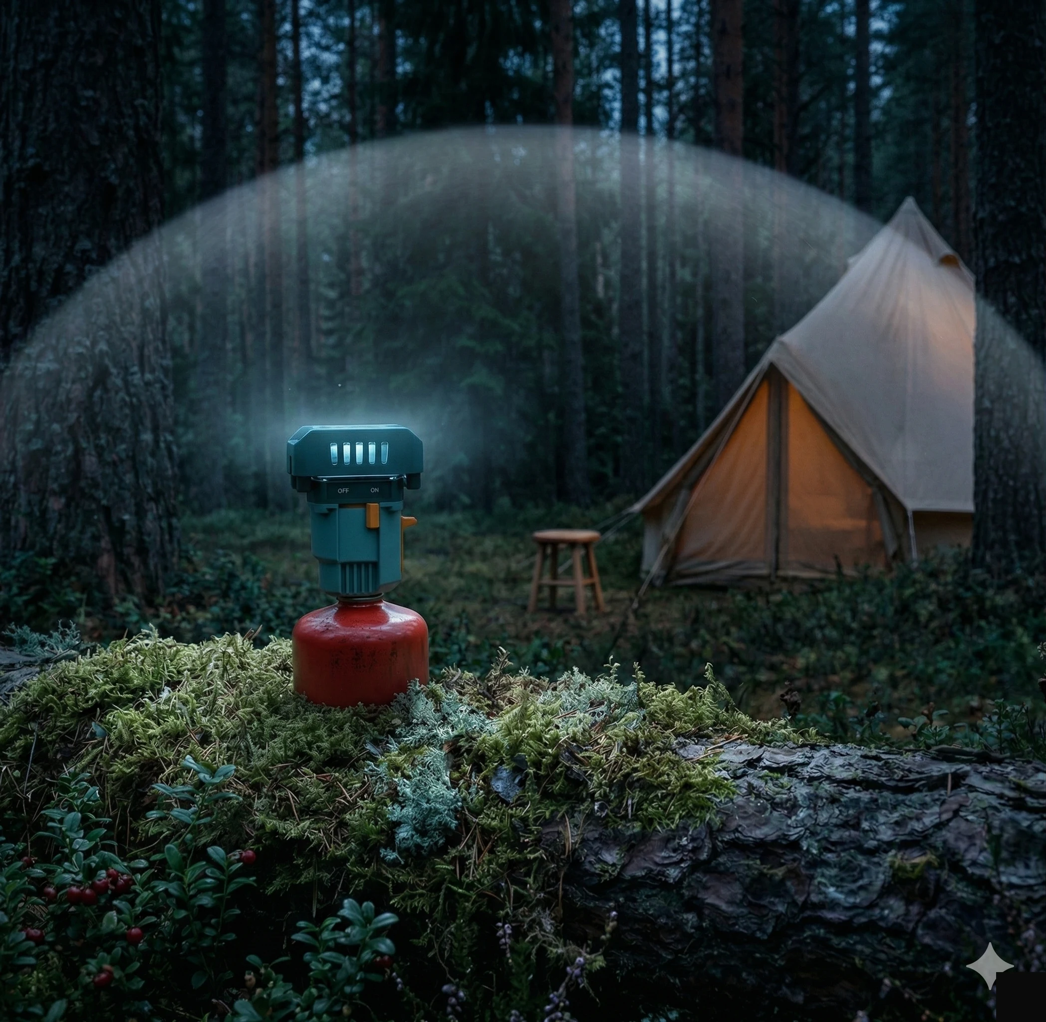 Стационарная система Thermacell — защитный купол над лагерем в карельском лесу
