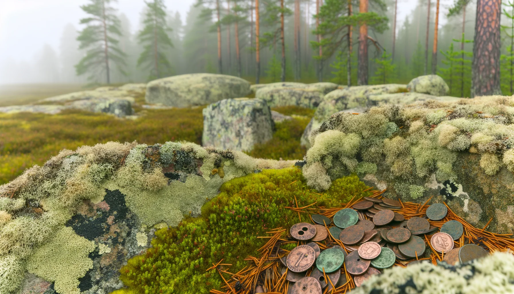 Денежный сейд — монеты на поверхности камня, Воттоваара