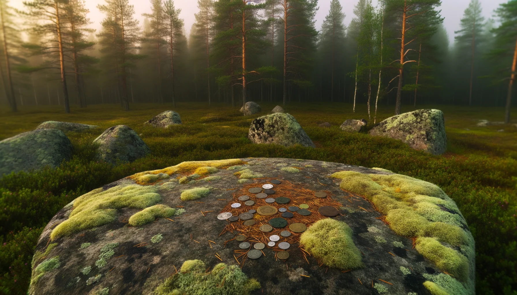 Денежный сейд — камень с монетами на Воттовааре