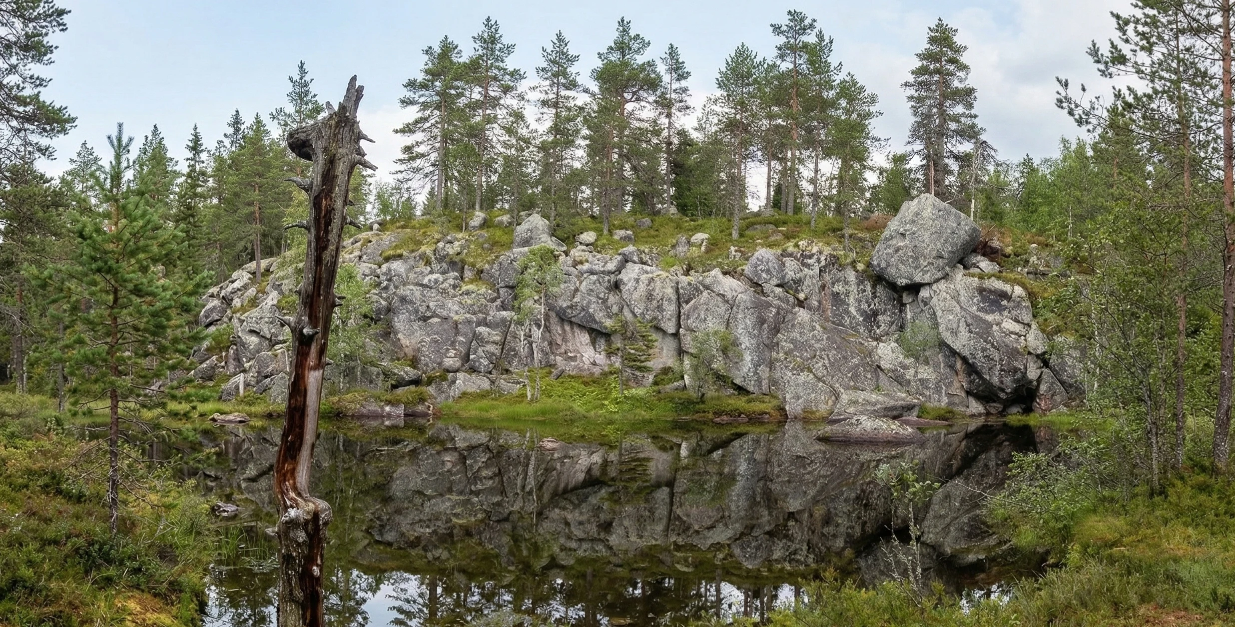 Озеро Эхо — зеркальная гладь в гранитной котловине, Воттоваара