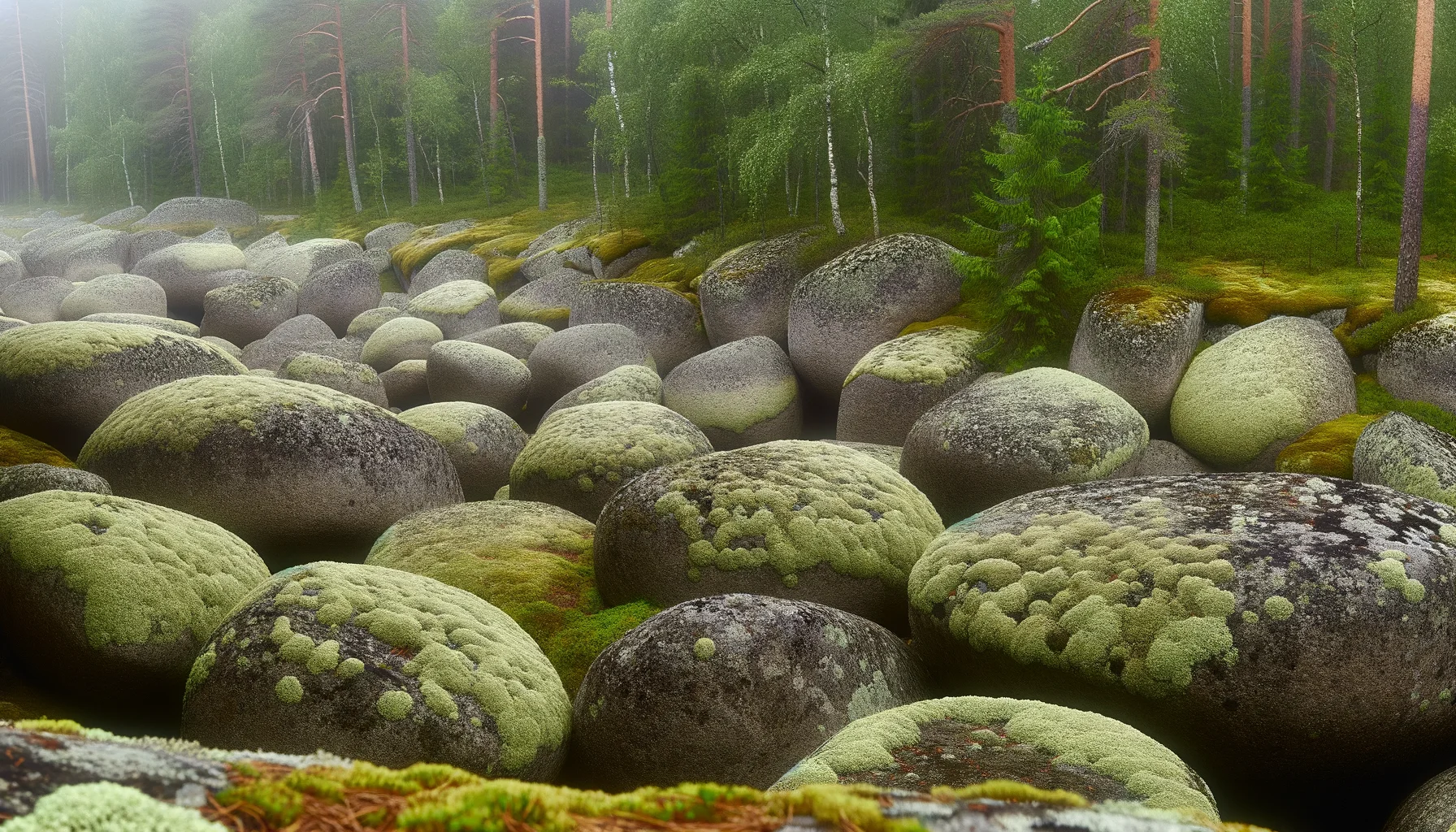 Каменная река на Воттовааре — поток валунов на склоне горы