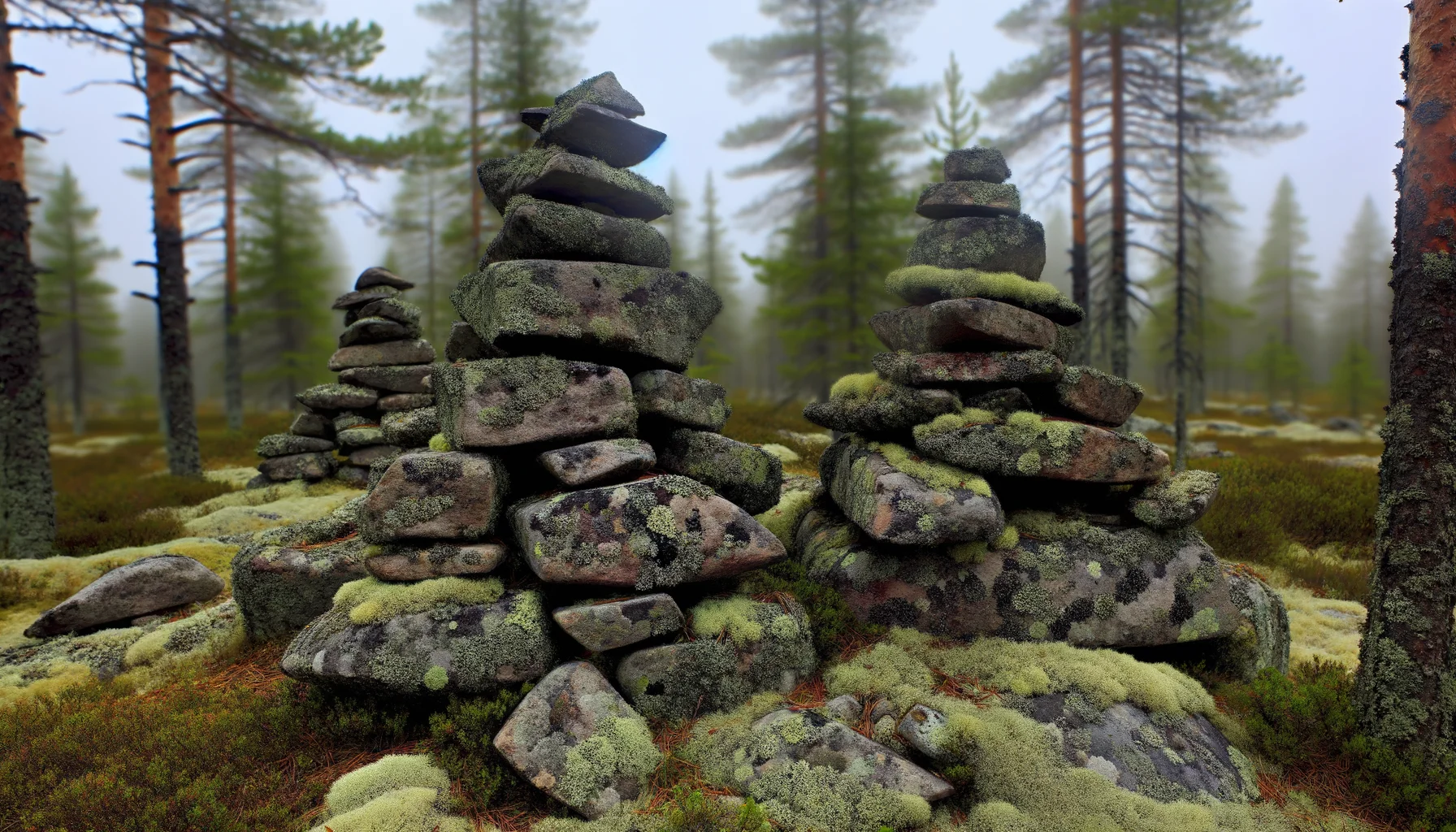 Каменные пирамидки на Воттовааре — детальный вид