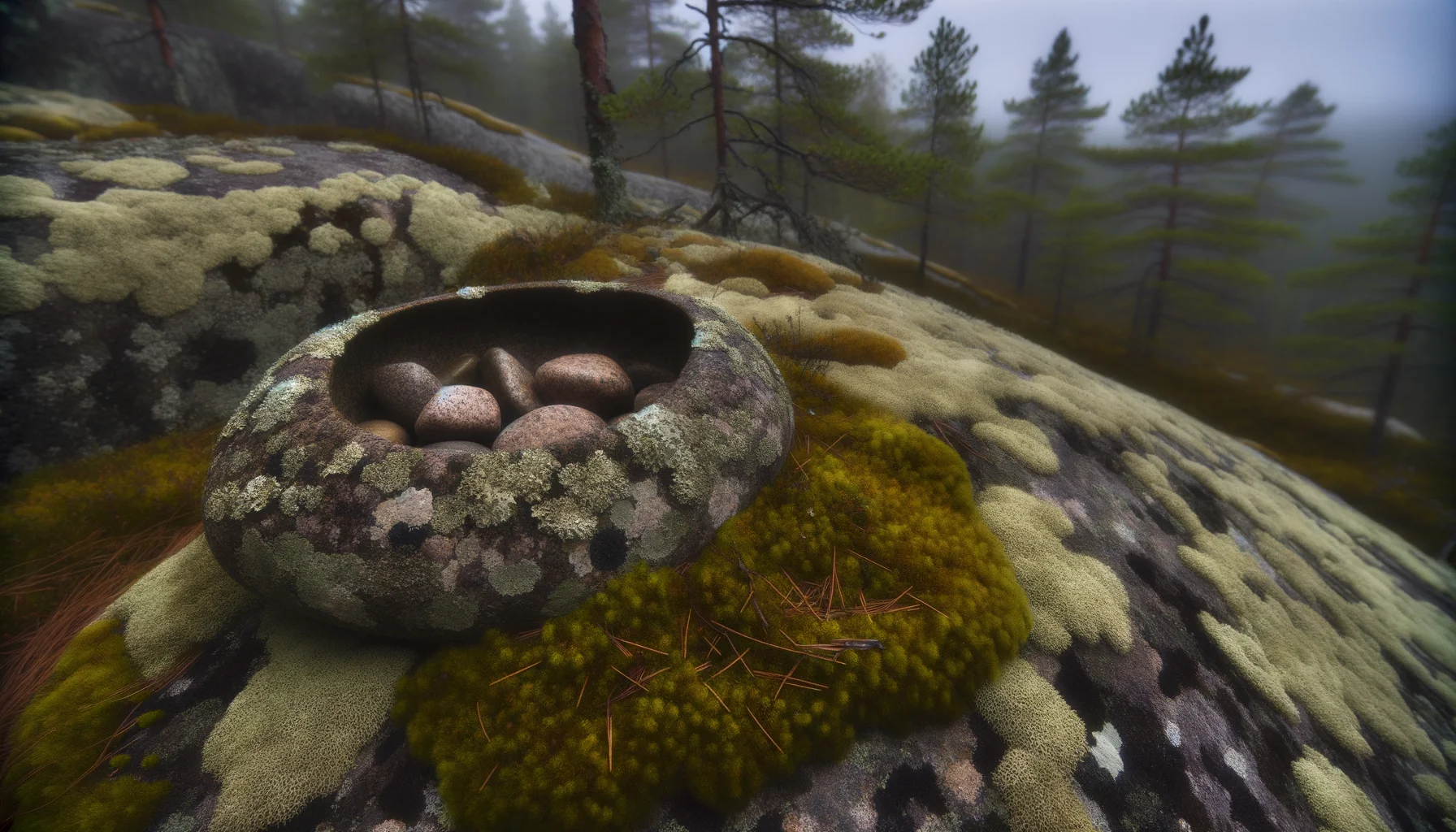 Сейд Удачи — природная чаша с камешками желаний на Воттовааре