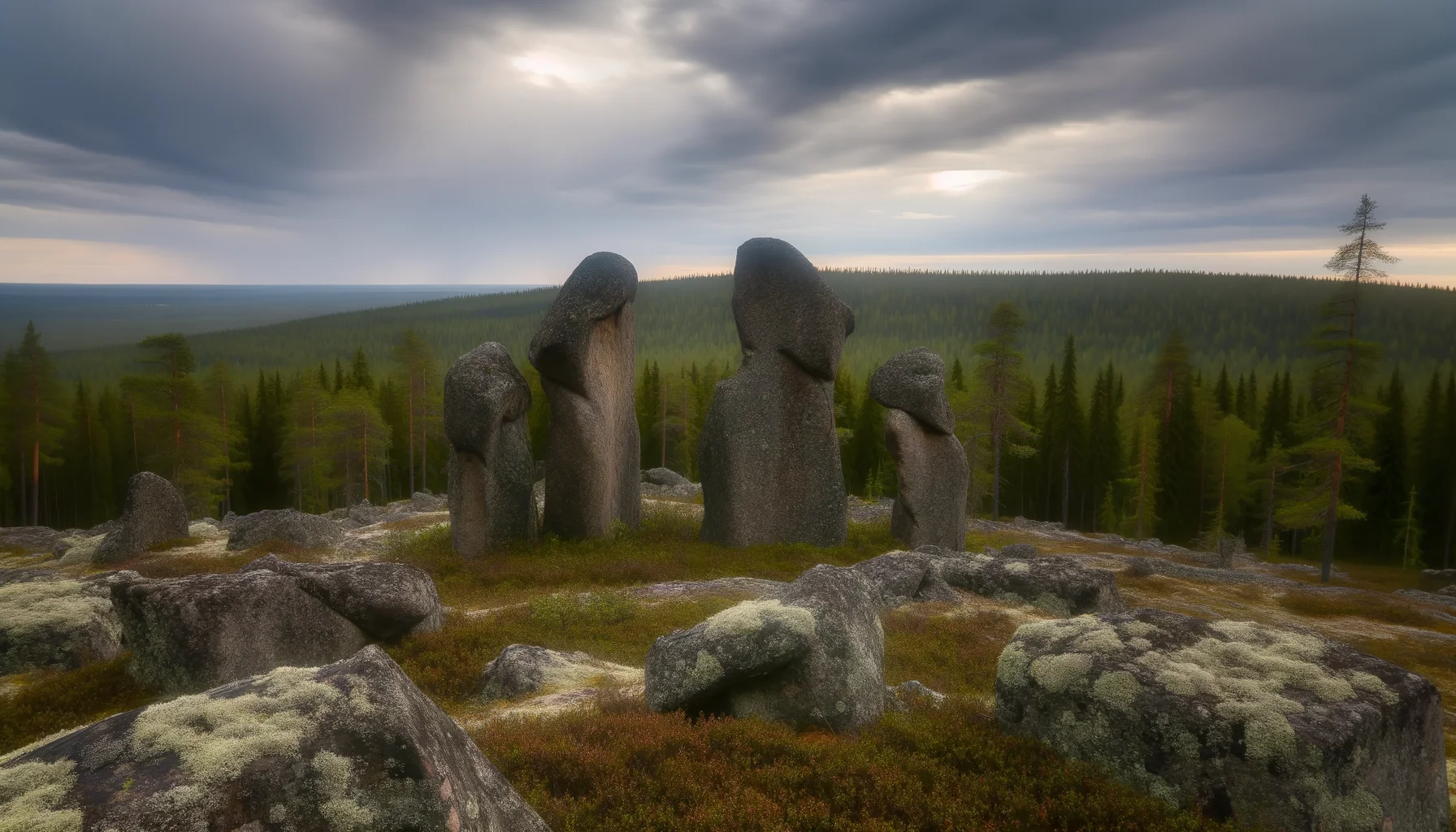 Сейд Семьи — панорамный вид трёх камней на Воттовааре