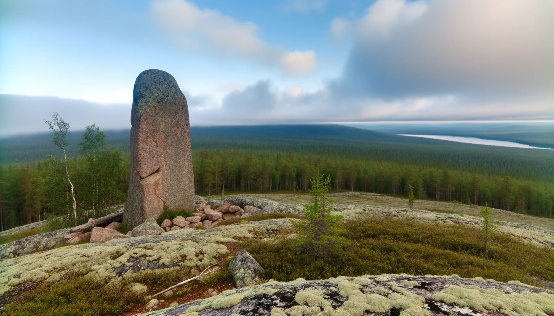 Страж горы — общий вид вертикального камня на северном краю Воттоваары