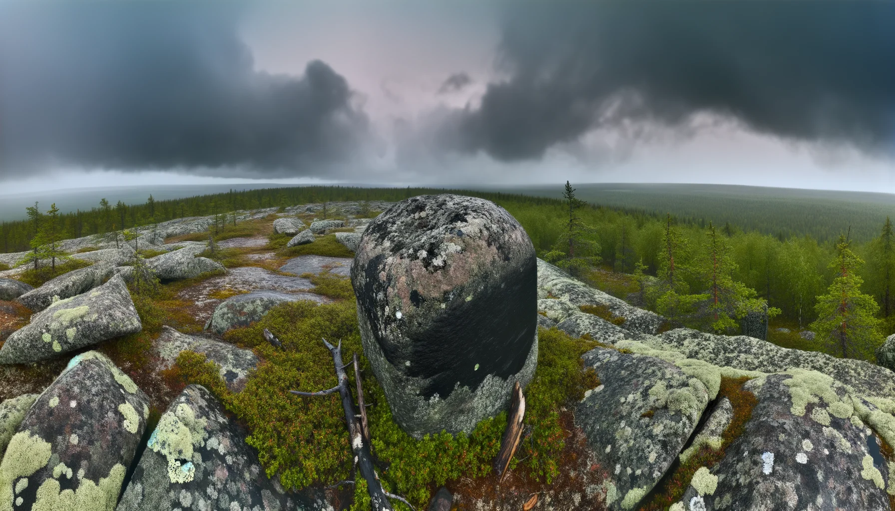 Страж горы — общий вид монолита в ландшафте Воттоваары