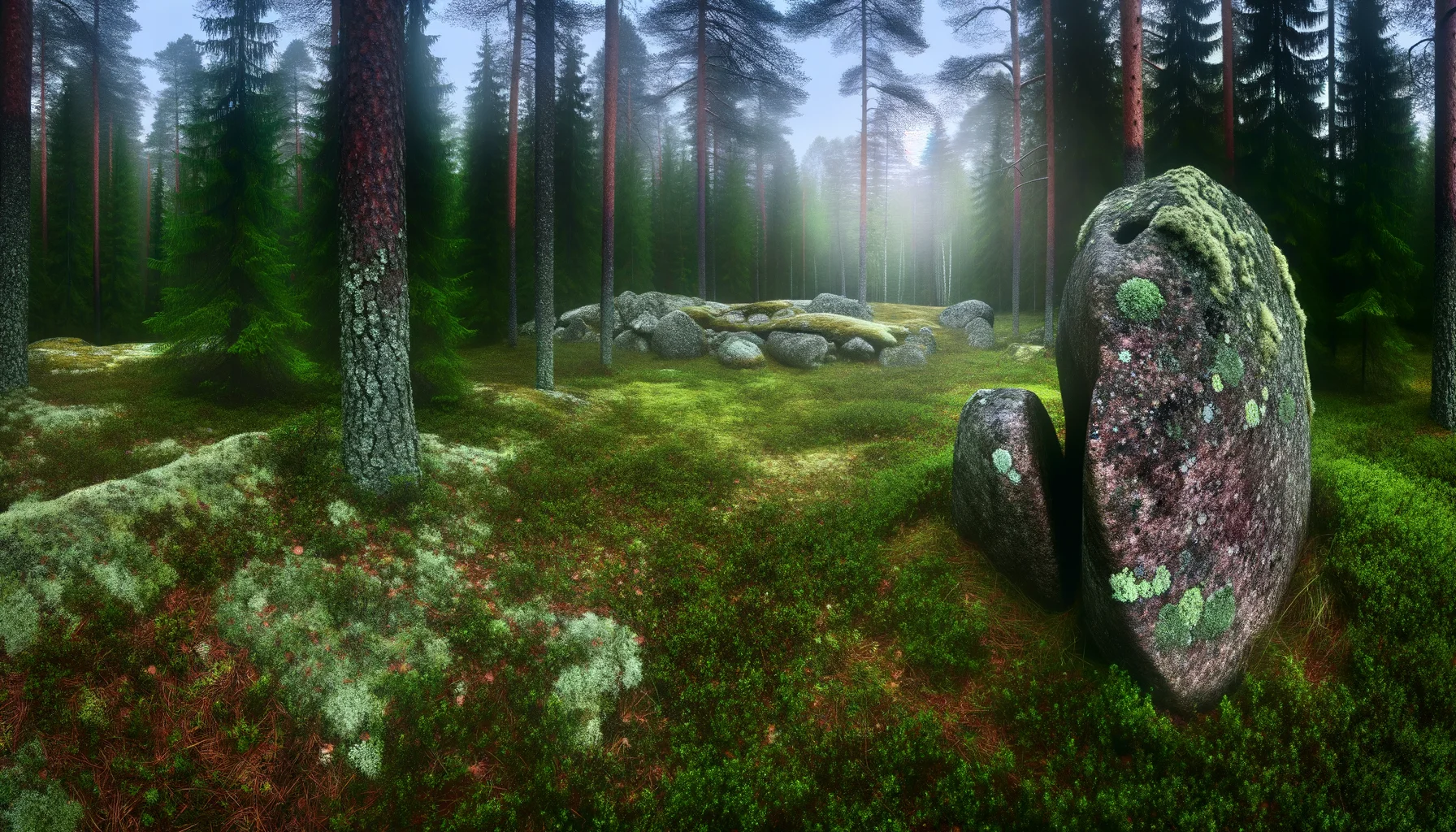 Сейд Учителя — общий вид двух камней на плато Воттоваары