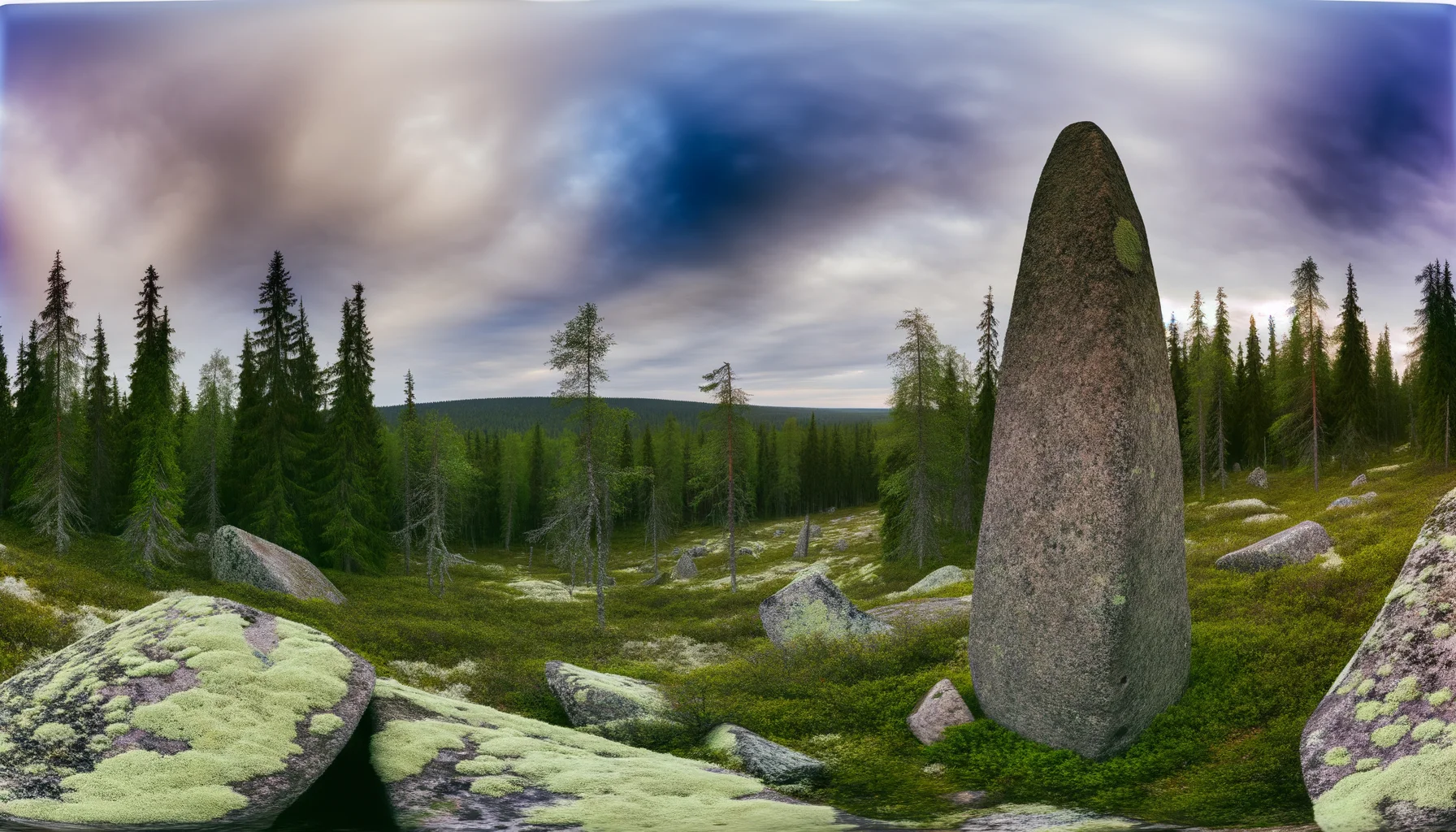 Сейд Успеха — общий вид каменного шпиля на фоне карельского пейзажа