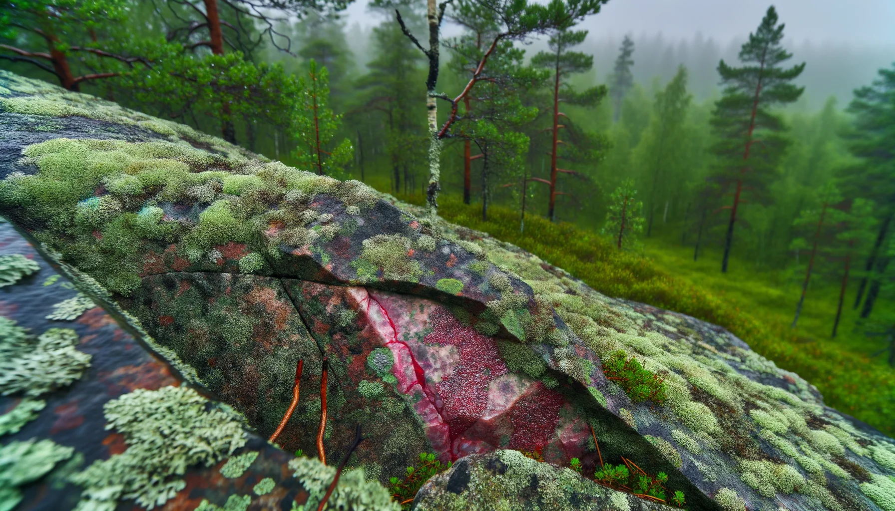 Сейд Здоровья — розовая кварцевая прожилка на поверхности камня