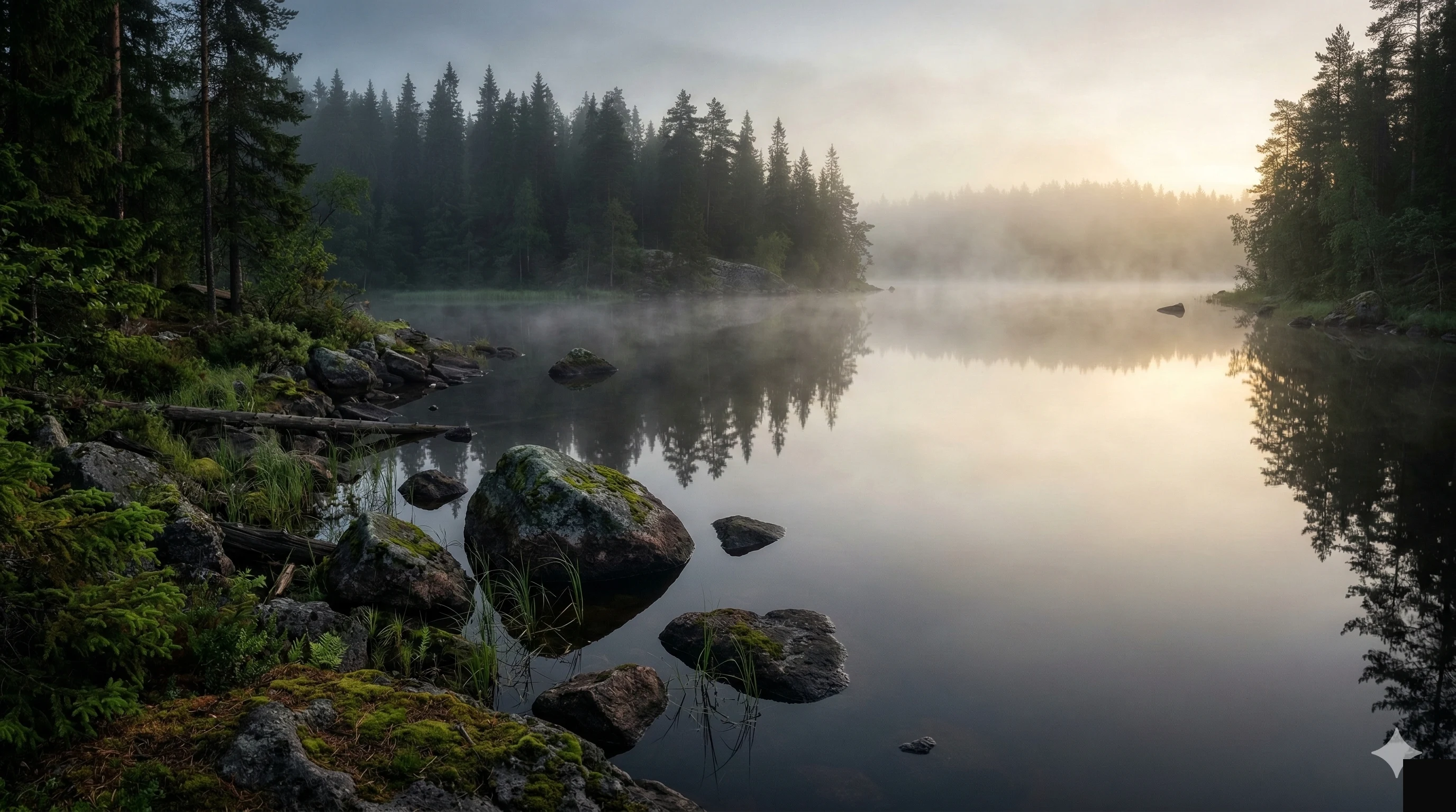 Озеро Жизни — панорама лесного озера, Воттоваара